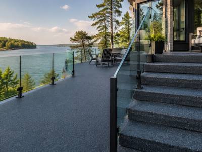 Lakeside deck and stairs in rubber surfacing